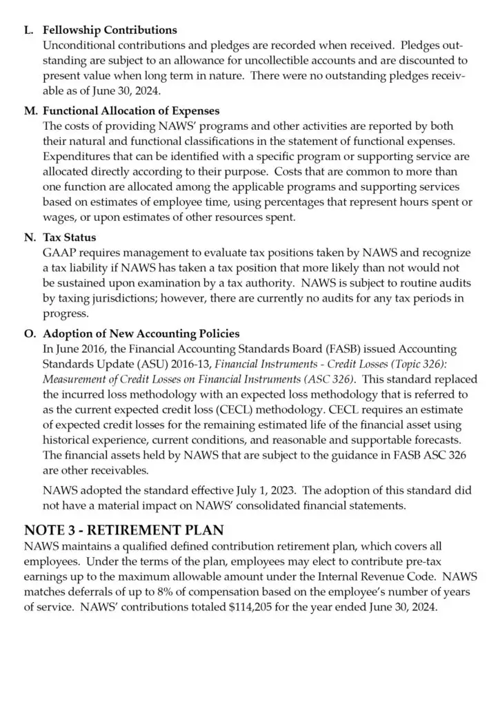 NAWS 2024 AR Auditors Report Notes 3