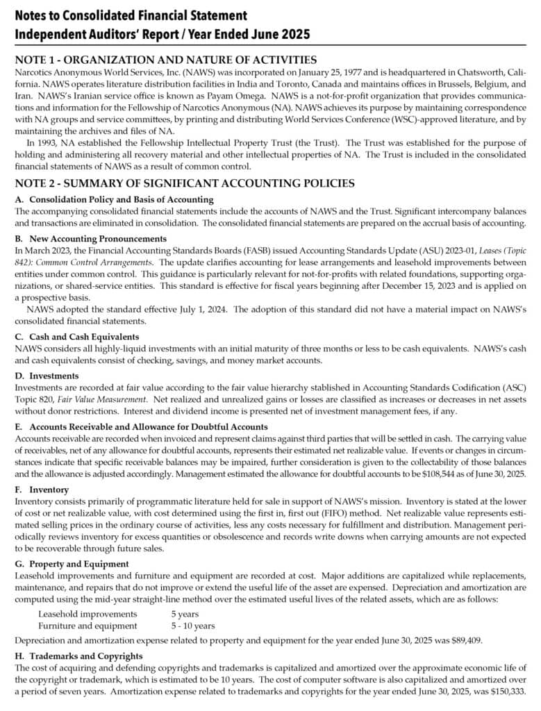 NAWS 2025 AR Auditors Report Notes 1
