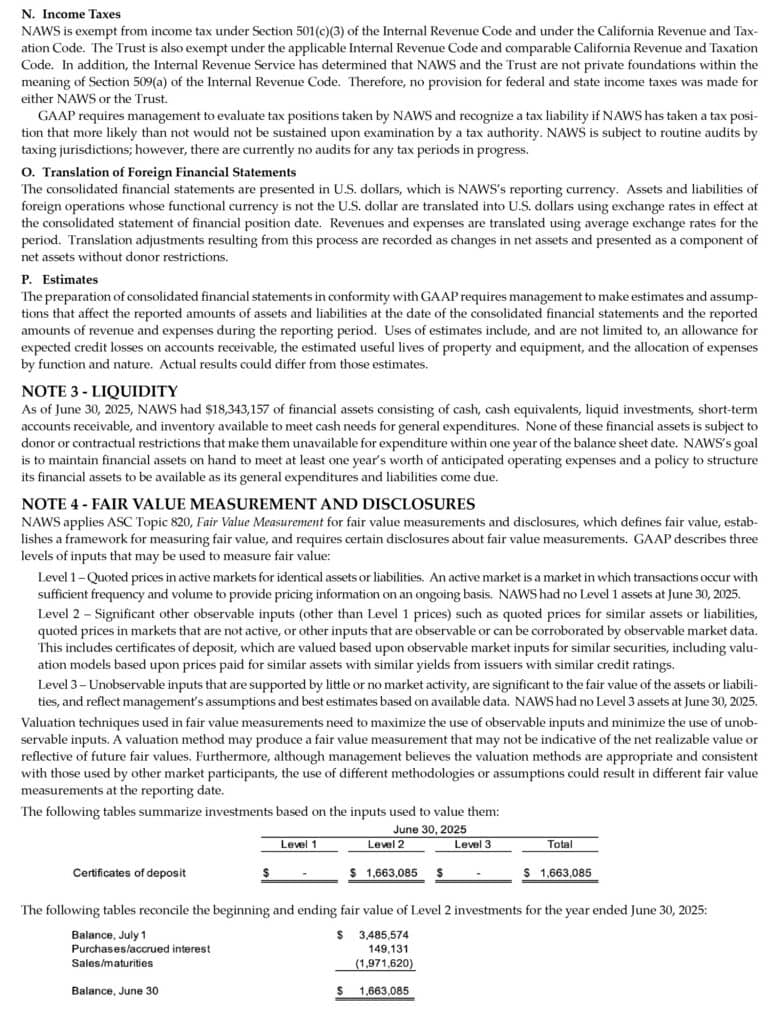 NAWS 2025 AR Auditors Report Notes 3