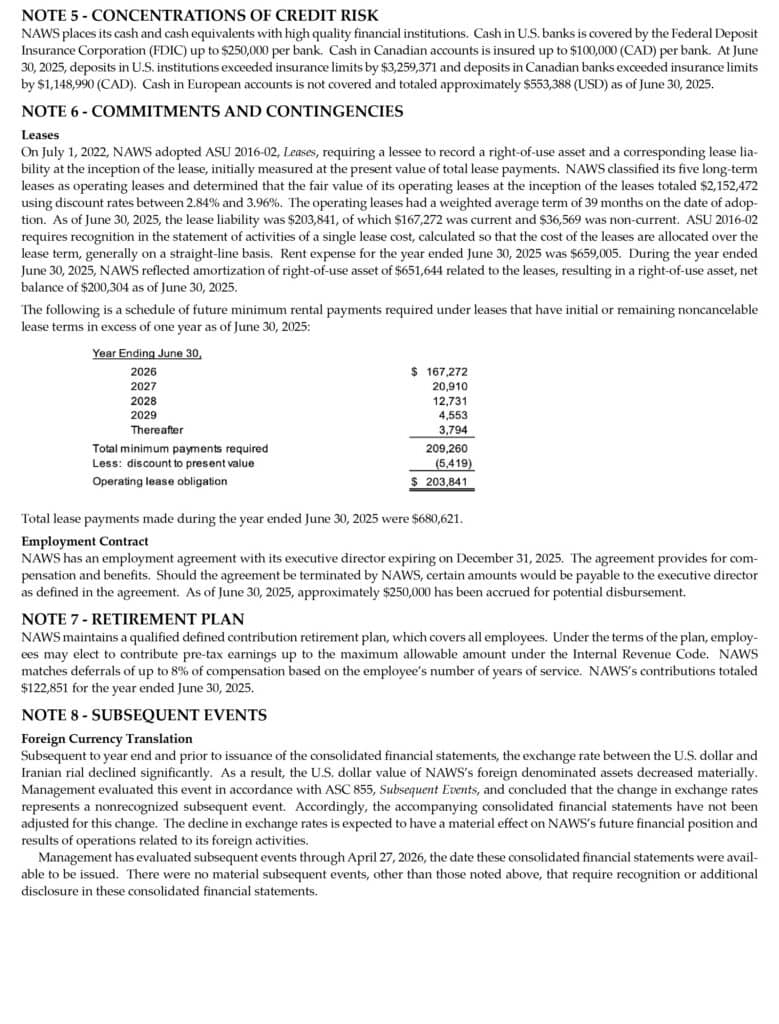 NAWS 2025 AR Auditors Report Notes 4
